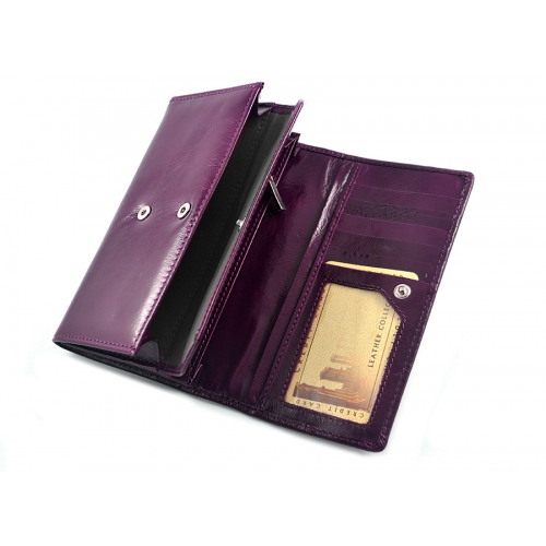 SV 070 skórzany portfel z kamieniami swarovskiego fiolet